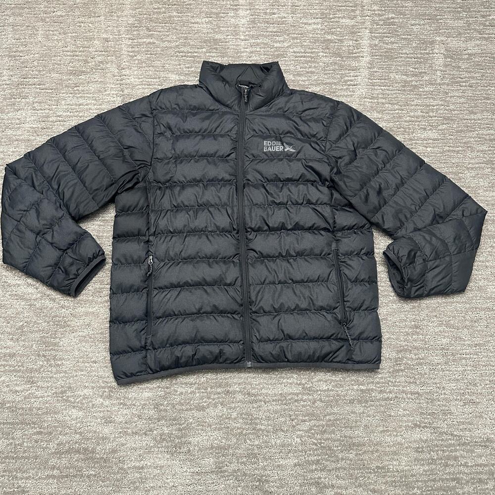 Eddie Bauer Jacket Mens Large Gray 650 Fill Down Puffer Quilted Outdoors